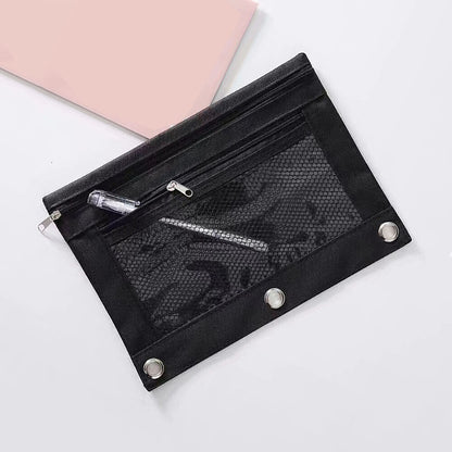 Mesh Pencil Pen Case Zipper Travel Pouch Cosmetic Bag Storage Stationery ಇ