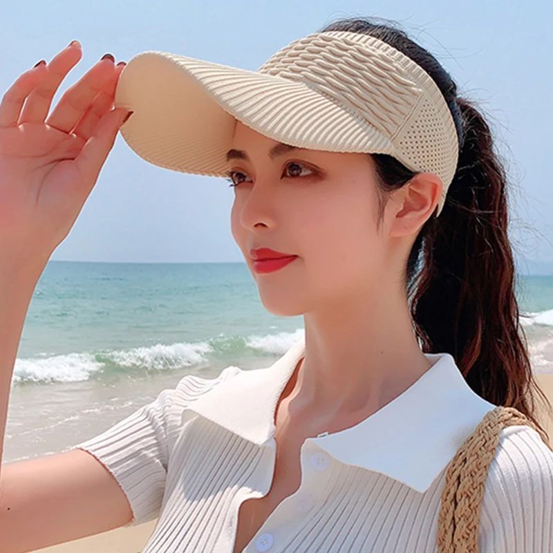 Women Visor Caps UV Summer Empty Top Hat Hollow Out Breathable Baseball Sunshade
