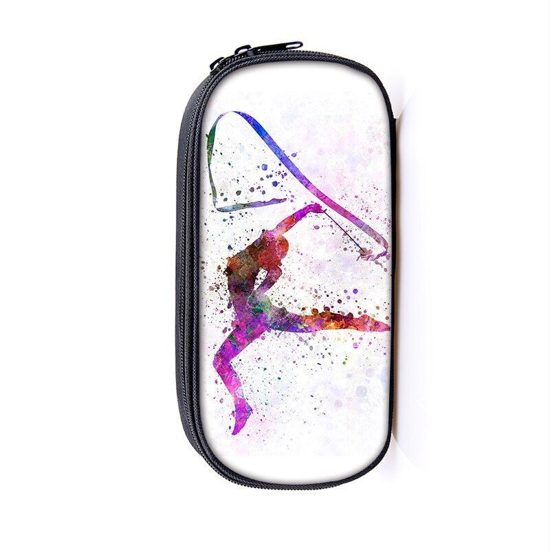 Elegant Gymnastic Art Print Cosmetic Bag Women Pencil Case Stationary Bag Canvas
