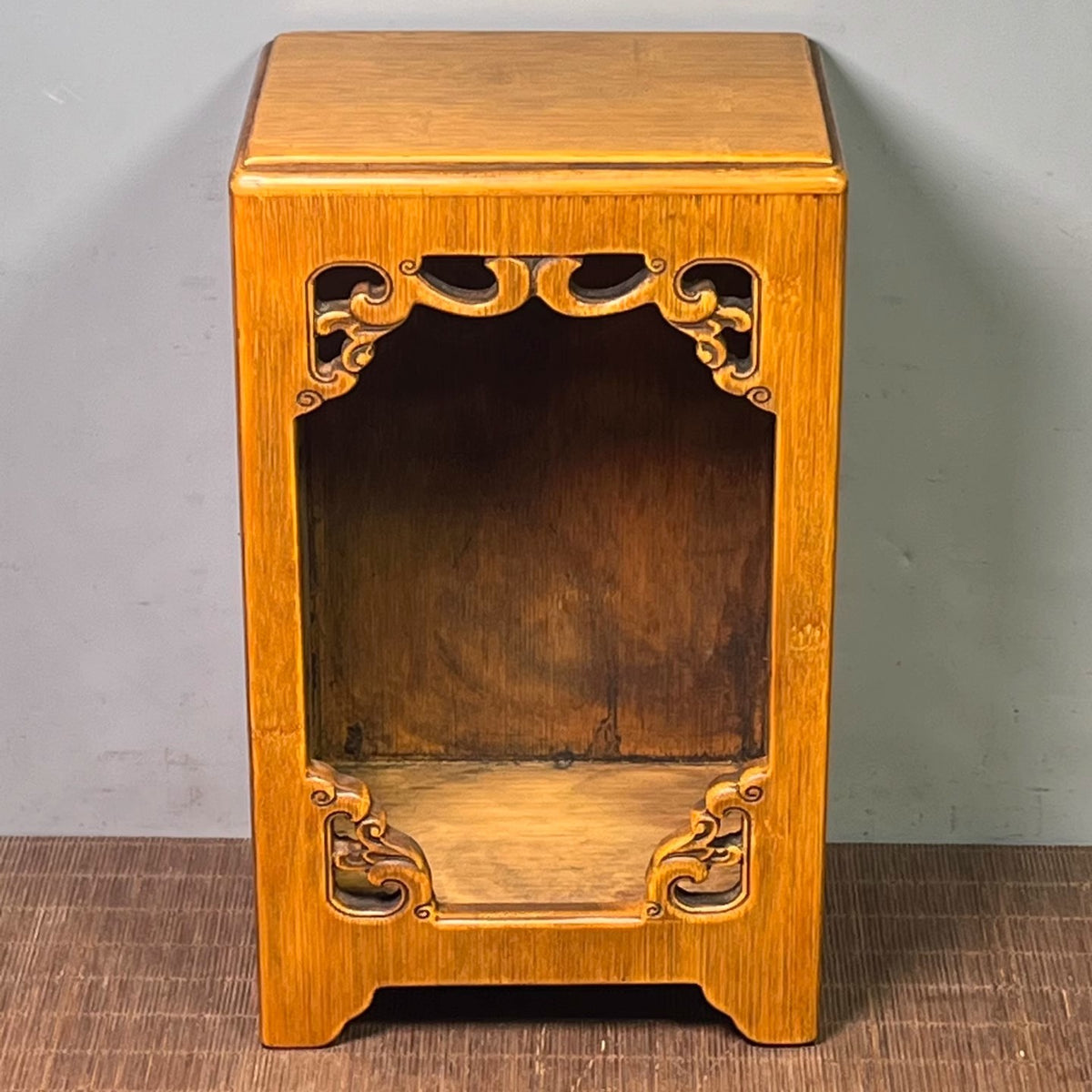 Old Bamboo Wood Buddhist Altar Heart Sutra Butsudan Shrine Zen Enshrinement Deco