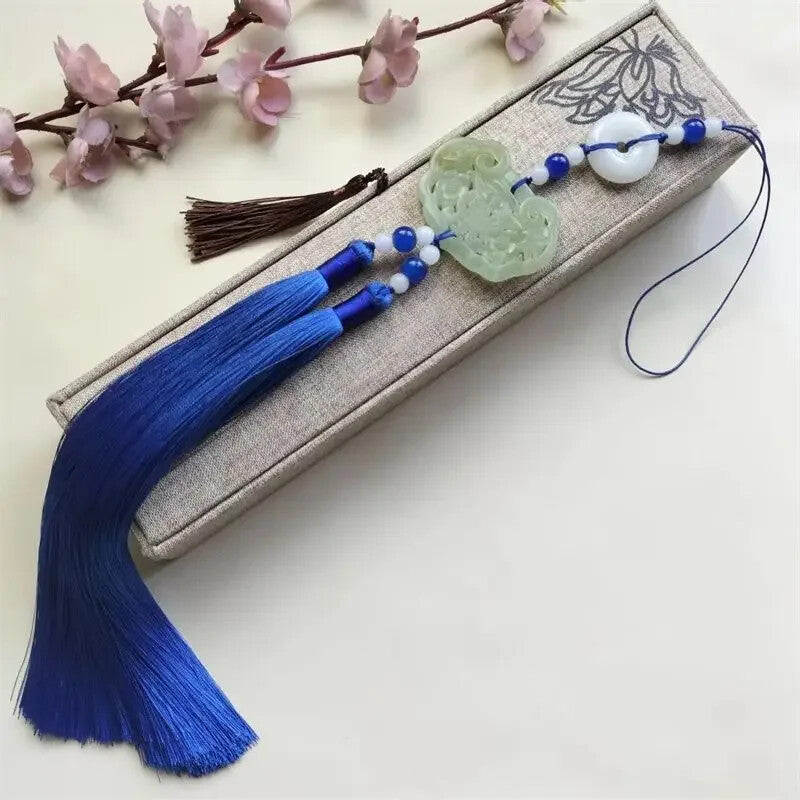 Hanfu Green Jade Tassel Pendant Pressure Skirt Pendant Accessories Antique Hanfu