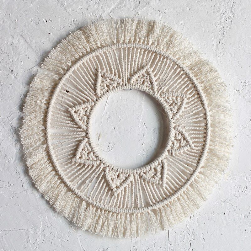 Wall Hanging Tapestry Bohemian Home Decor Woven Macrame Mandala Cotton Rope 42cm