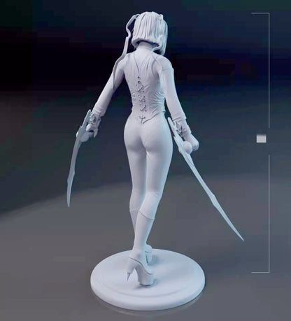 1/18 resin figure model kit Double Blade Female Hero 3D Printing Unassembled