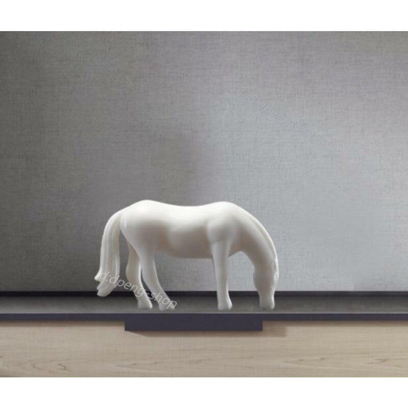 2.3" Chinese White Porcelain Ceramics 12 Zodiac Horse Figurine Statue Statues
