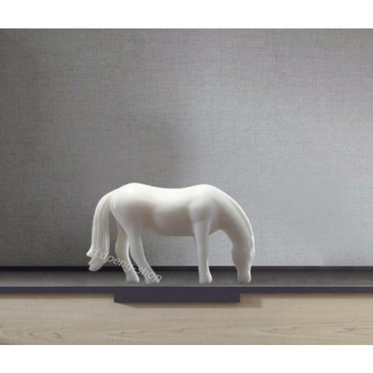 2.3" Chinese White Porcelain Ceramics 12 Zodiac Horse Figurine Statue Statues