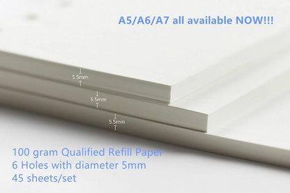 Notebook A5 A6 A7 Loose Leaf Refill Spiral Bind Planner Inner Page Inside Paper