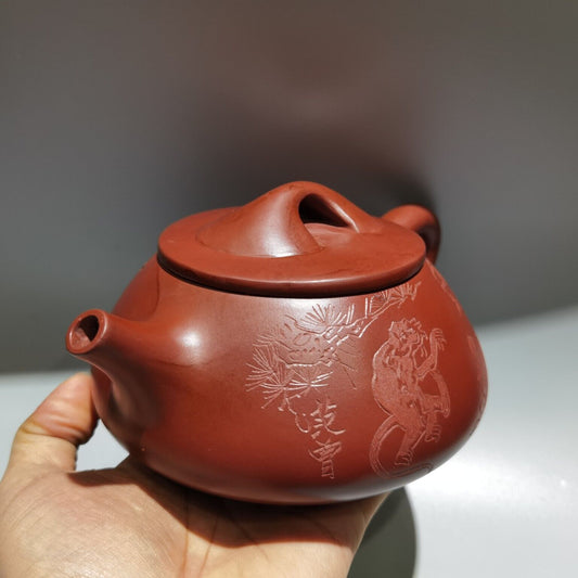 Vintage Chinese Yixing Purple Clay Teapot Zisha Ceremony Figure Story Teaware