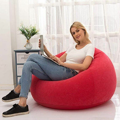 Large Sofa Inflatable Lounge Chair Bean Bag Outdoor Furniture Camping PVC Blue