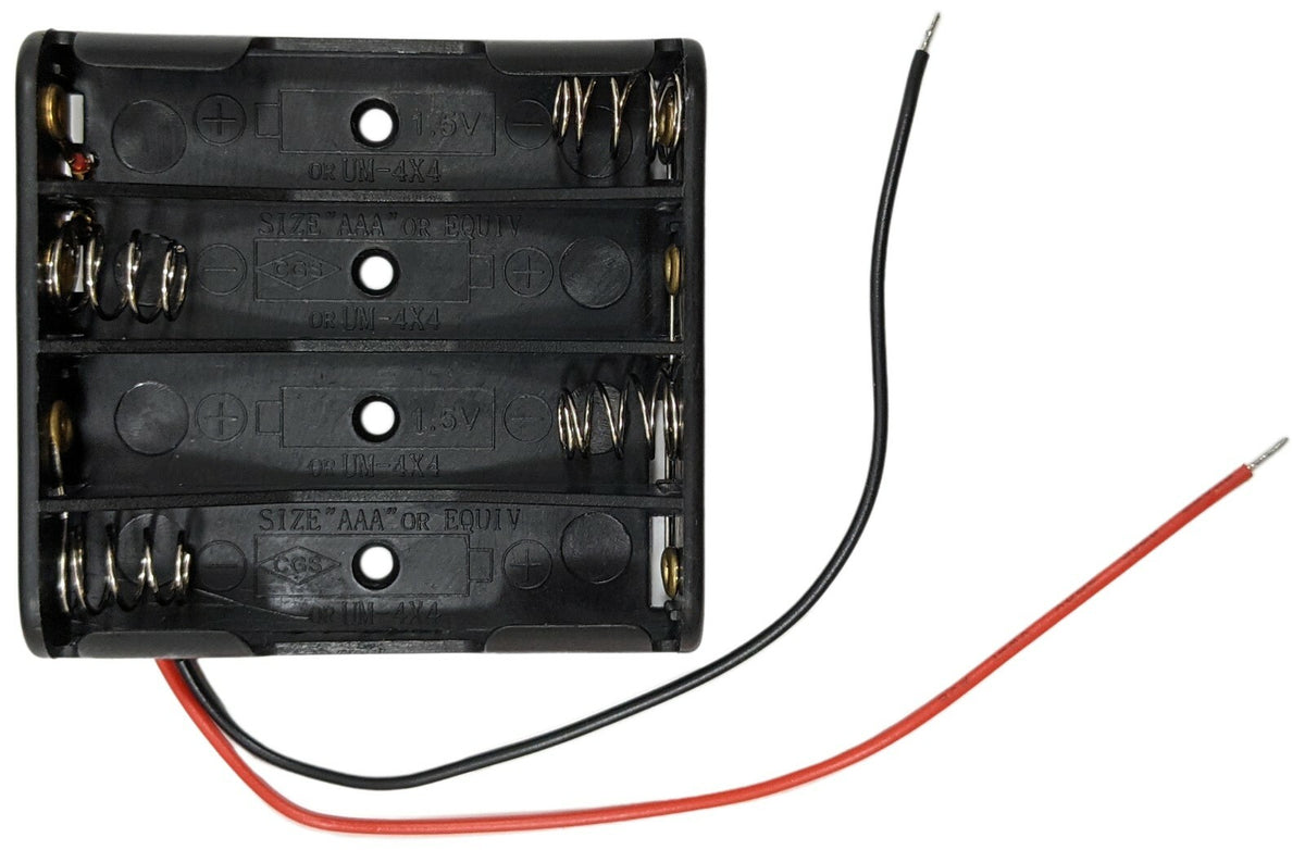 AAA 4 Battery Holder with Wire Leads, Holds Four AAA Batteries
