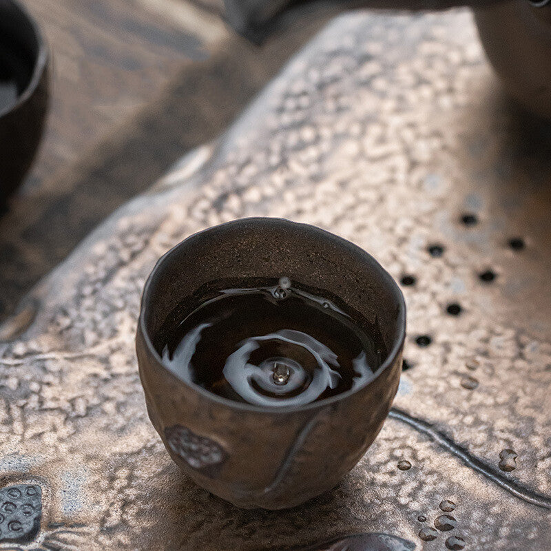Ceramic Tea Cup Crude Pottery Iron Rust Glaze Design Creative Antique Style Cups