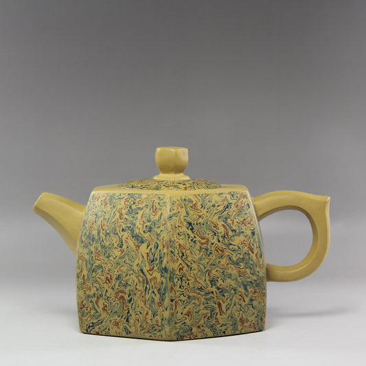 6.1”China Yixing Zisha Pottery Gold Section Green Clay Handmade 394ML Teapot