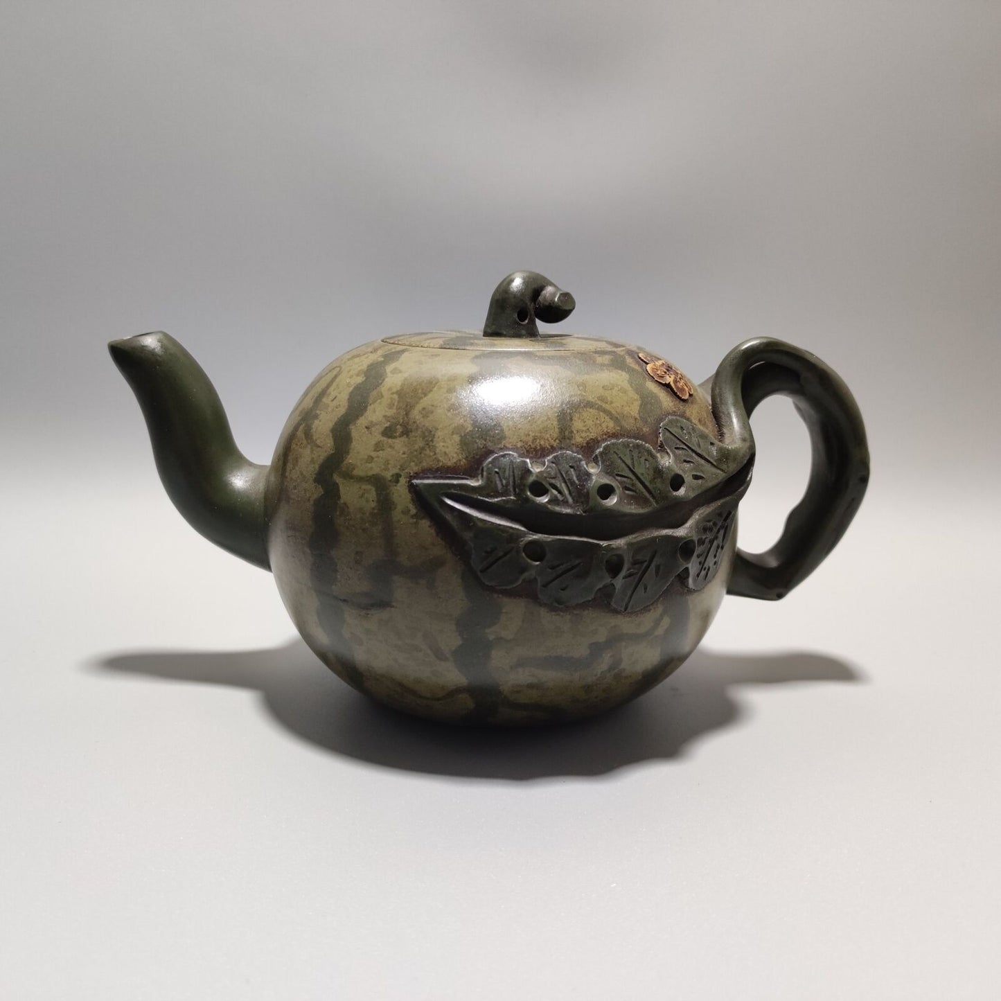 Vintage Chinese Yixing Purple Clay Teapot Zisha Ceramic Watermelon Teaware Rare