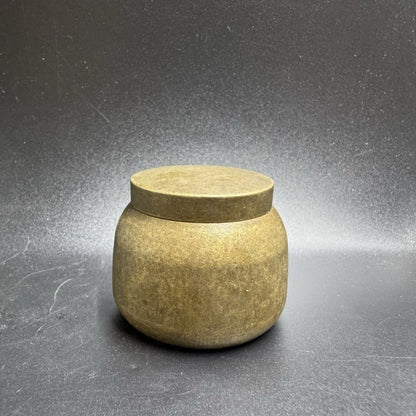Solid Brass Mini Tea Caddy Storage Jar Vintage Brushed Metal Canister with Lid