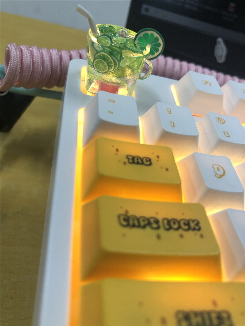 ESC 1U Lemon Tea Green Resin Keycap Single DIY Handmade for MX Keycap