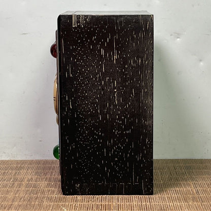 Sandalwood Jewelry Box 15×10×7cm Dragon Inlay Gem Vintage Slide Box
