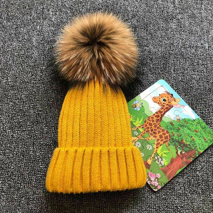 Hat Winter Fur Poms Women Knitted Beanies Cap Thick Skullies Solid Unisex Casual