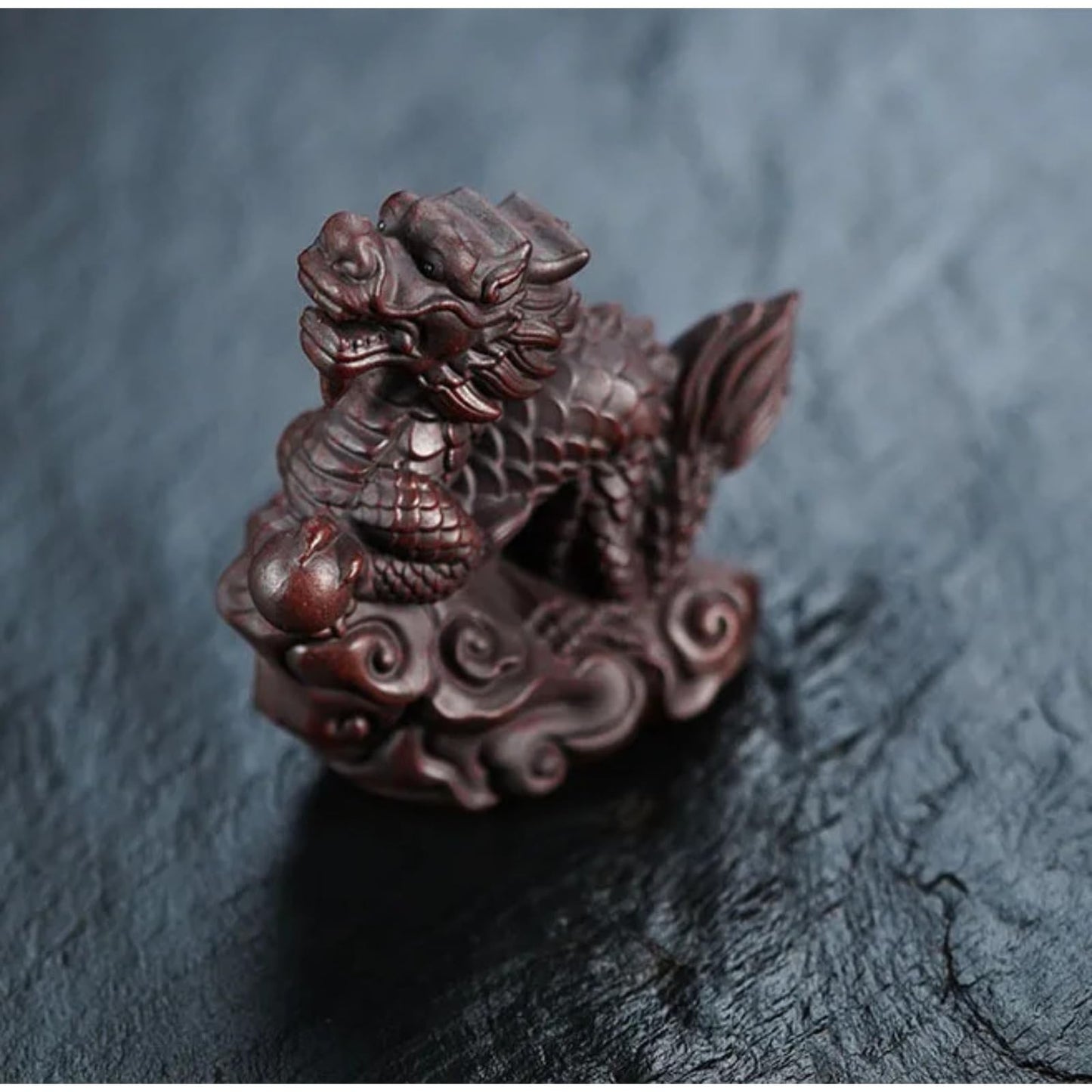 Purple Clay Lucky Cloud Zodiac Dragon Tea Pet 6.9cm Tea Tray Decor Tea Play
