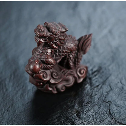 Purple Clay Lucky Cloud Zodiac Dragon Tea Pet 6.9cm Tea Tray Decor Tea Play