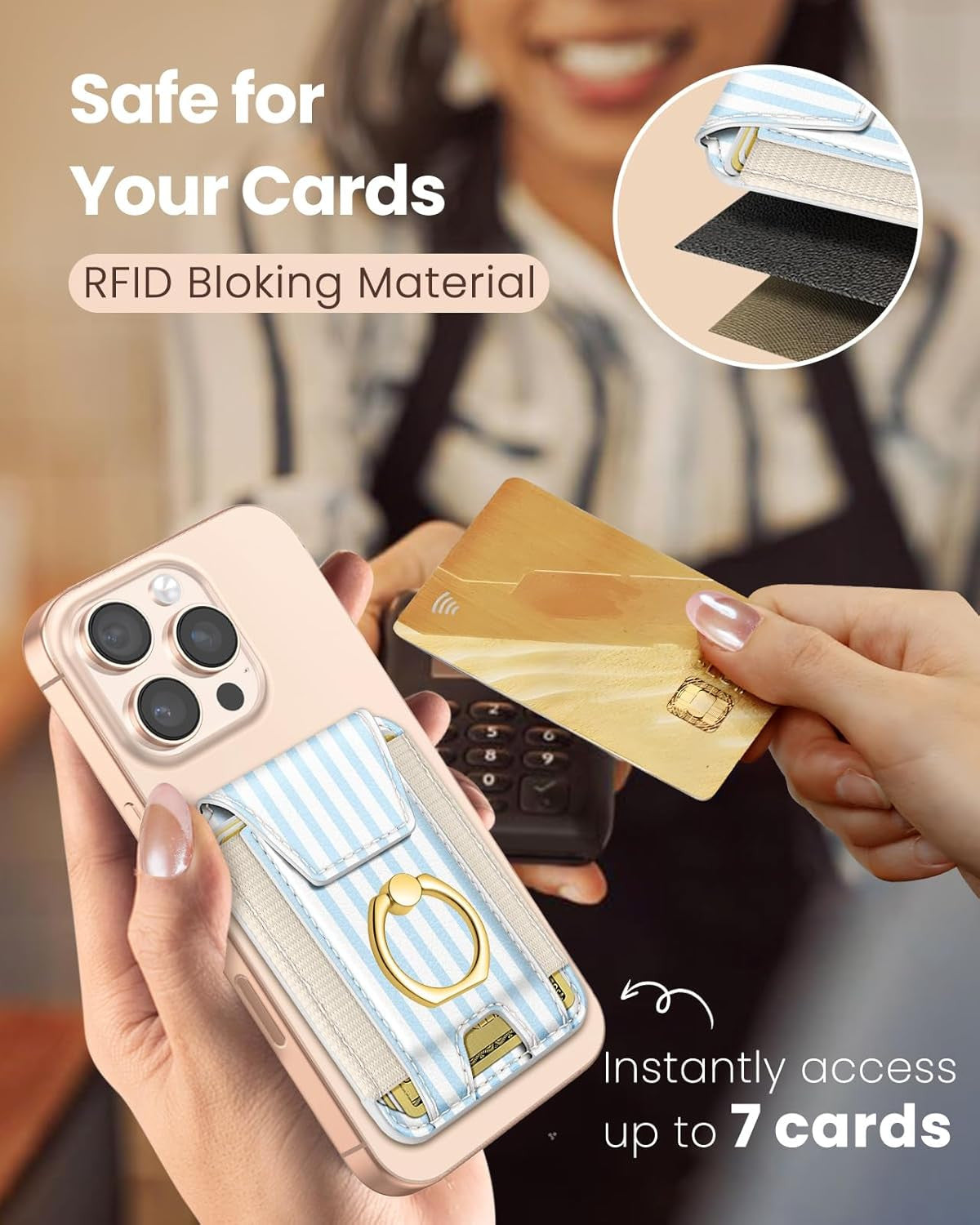 Compatible with Magsafe Wallet with Ring Grip Magnetic Card Holder - Cute Phone