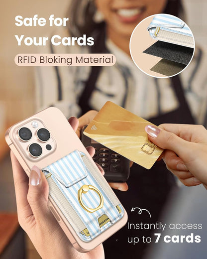 Compatible with Magsafe Wallet with Ring Grip Magnetic Card Holder - Cute Phone