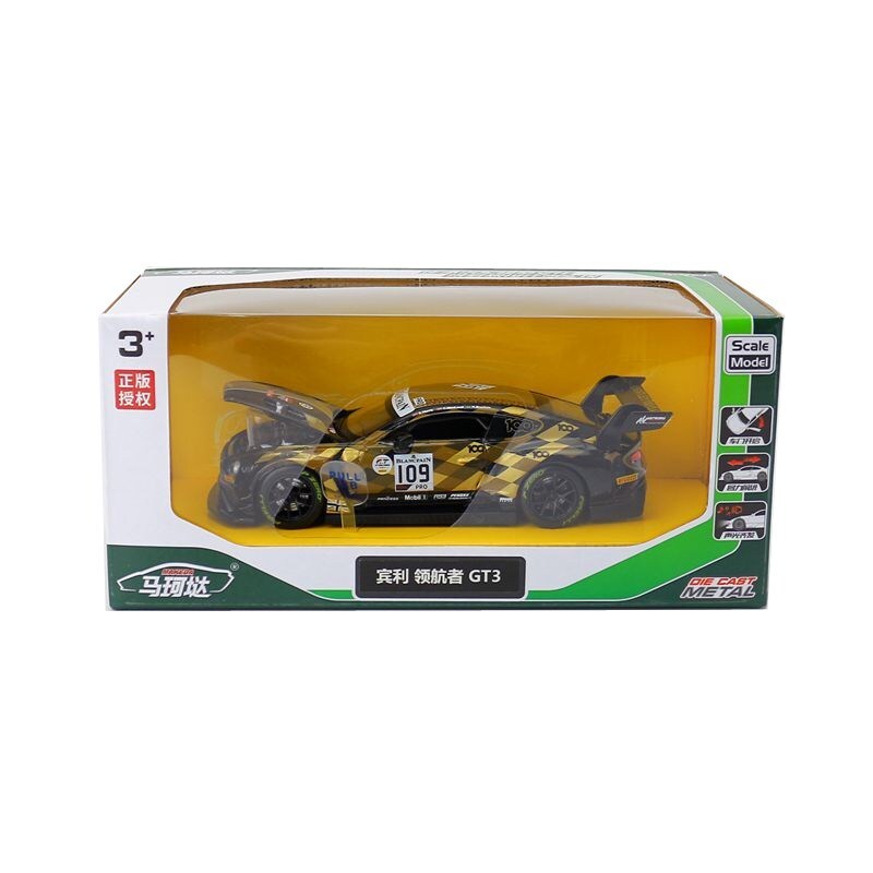1:32 Diecast Bentley GT3 Racing Car Metal Car Model Toy Pull Back Sound Light