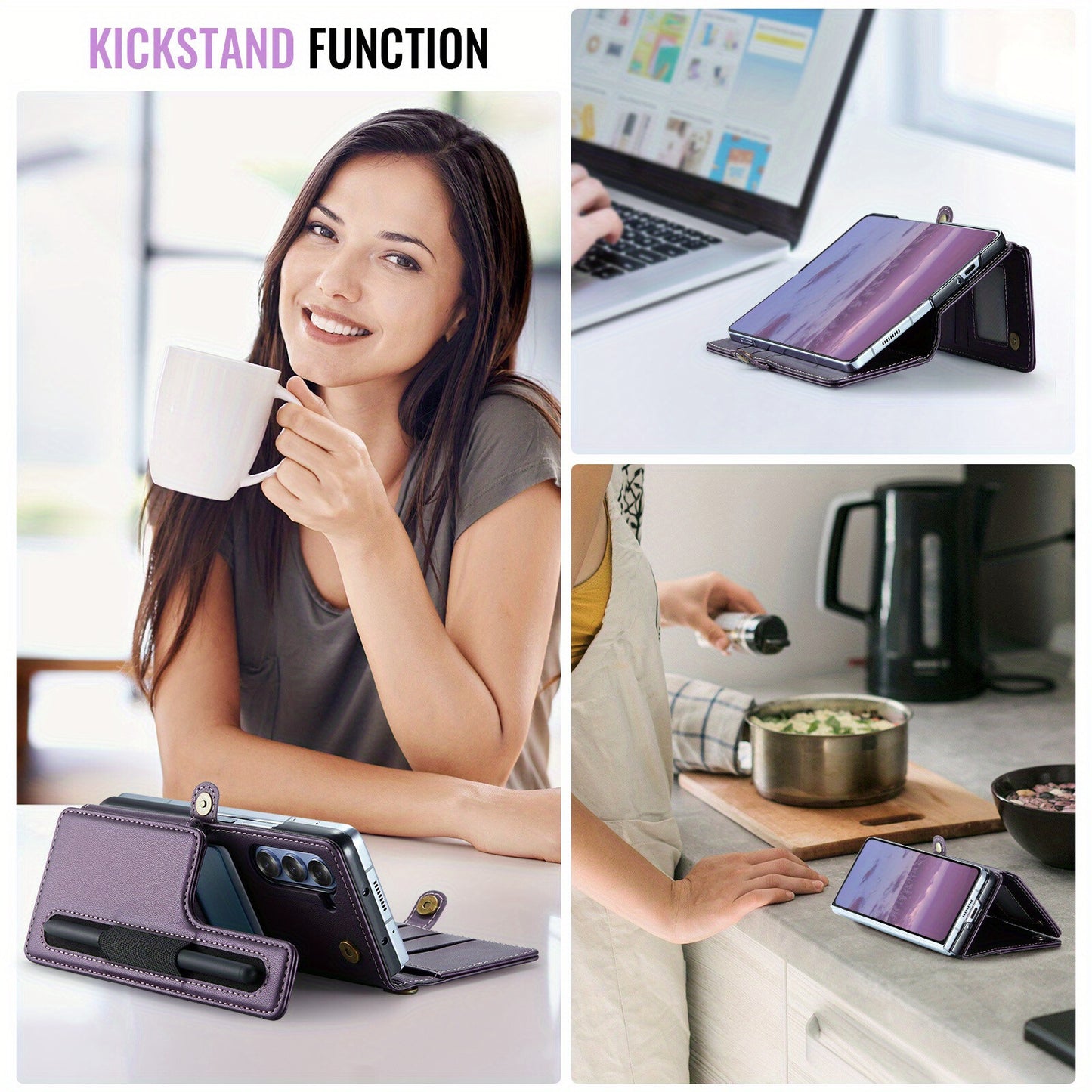 For Samsung Galaxy Z Fold 6 Case with Pen Holder Slot, RFID Blocking Wallet Case