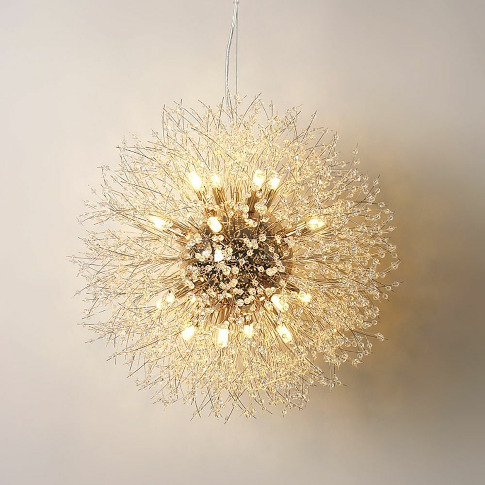 Modern Crystal Dandelion Chandelier Lighting Pendant Lamp Living Room Dining G9