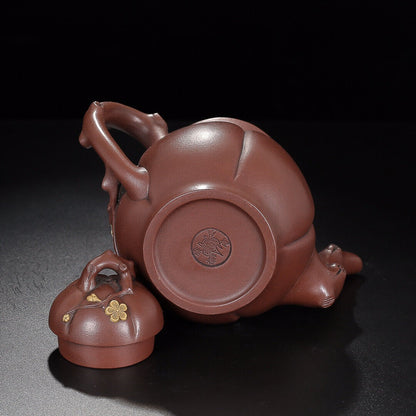 Chinese Yixing Zisha Clay Handmade Exquisite Teapot（梅香套具 底款：金鼎商标）