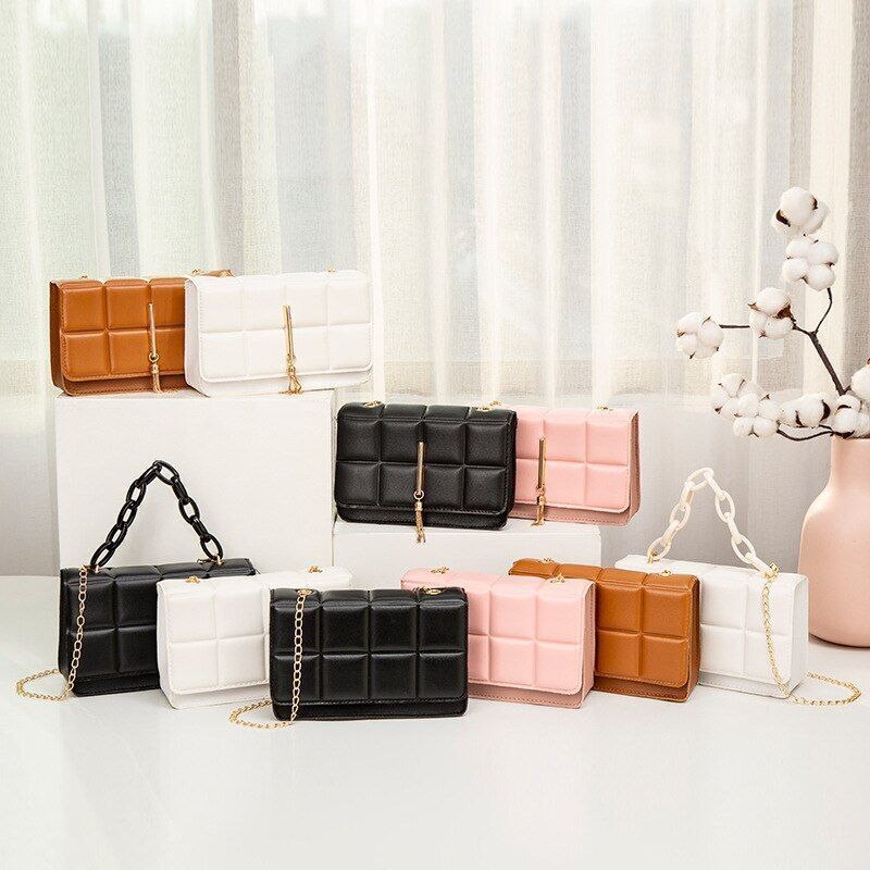 Synthetic Leather Shoulder Bag Chain Rhomboid Crossbody Purse Handbags Phone Bag
