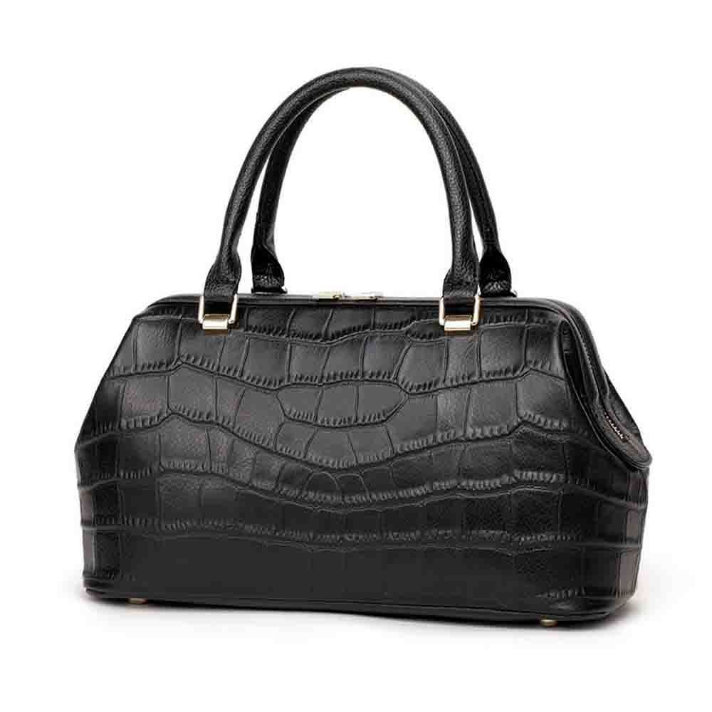 Leather Bag Large Handbags Genuine Leather Stone Print Tote Daily Purses Zipper