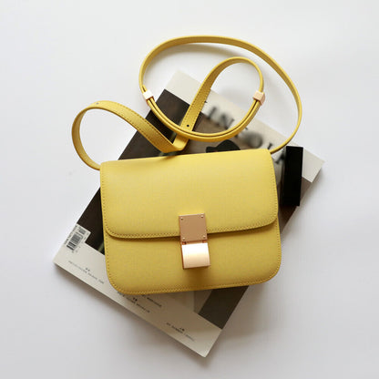 Real Leather Small Flap Box Square Clutch Shoulder Bag Purse Crossbody Trunk