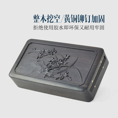 Ebony Wood Cigarette Case 103x65mm Carved Flip Top 20pcs King Size Holder