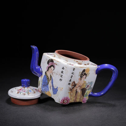 l-0Chinese Yixing Zisha Clay Handmade Exquisite Teapot （四大美女 底款：金鼎商标）