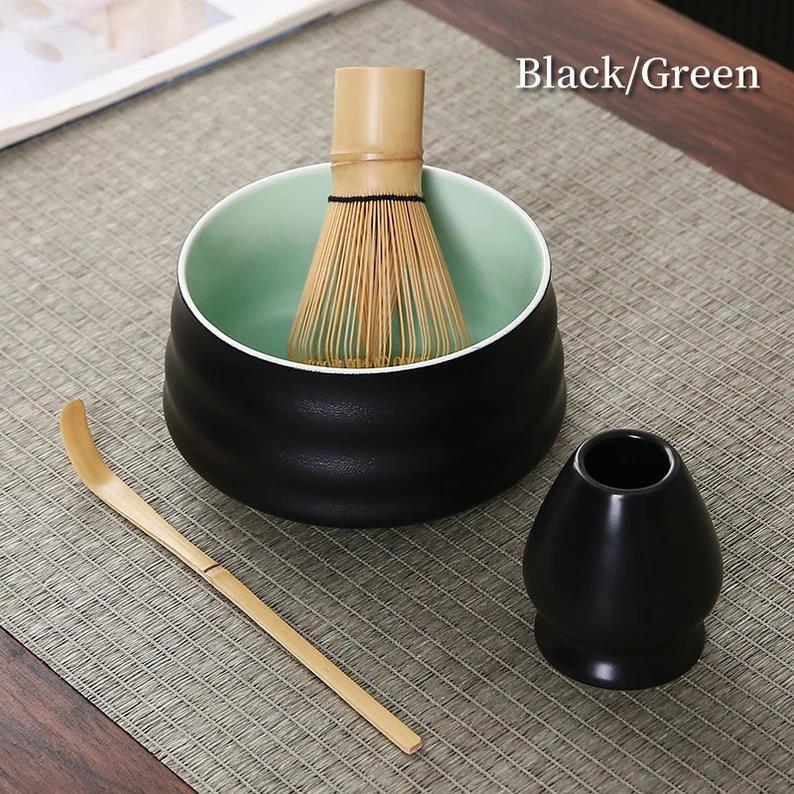 Embersceramic Ceramic Matcha Bowl with Bamboo Whisk and Chasen Holder