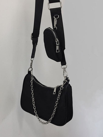 Hobos Underarm Bag Oxford Nylon Shoulder Crossbody Bags Chain Small Handbags 1PC
