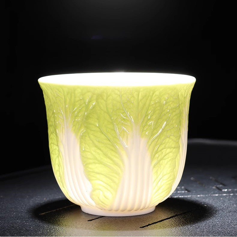 1pc Sheep Fat Jade Cabbage Tea Cup Ceramics Household Tea Tasting Cup