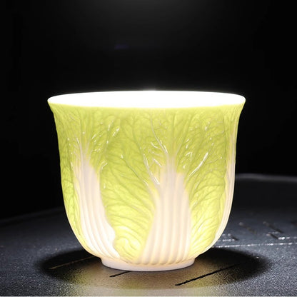 1pc Sheep Fat Jade Cabbage Tea Cup Ceramics Household Tea Tasting Cup