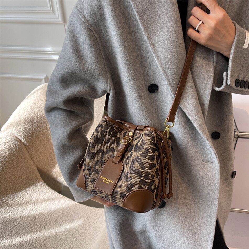 Leopard PU Leather Women Crossbody Bags Shoulder Bag Lady Handbag Lady
