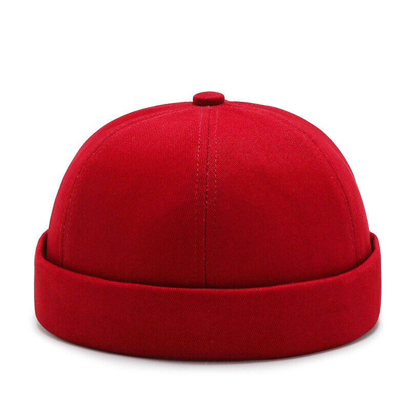 Men's Retro Brimless Hat Skull cap Sailor Cap Beanie Rolled Cuff Adjustable*