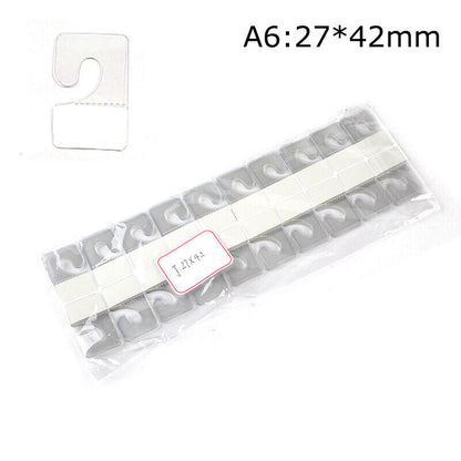 100pcs PVC Slot Hole Adhesive Hang Tags Hook Merchandise Box Bag Hangers Displa'