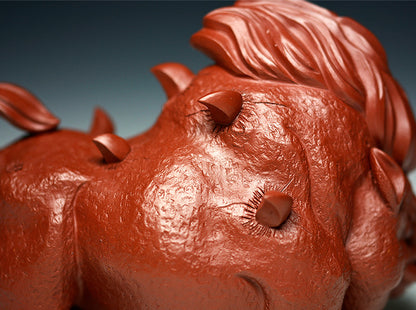 Full Handmade Tea Pet Wild Boar God Statue Real Yixing Zisha Dahongpao Clay Pig