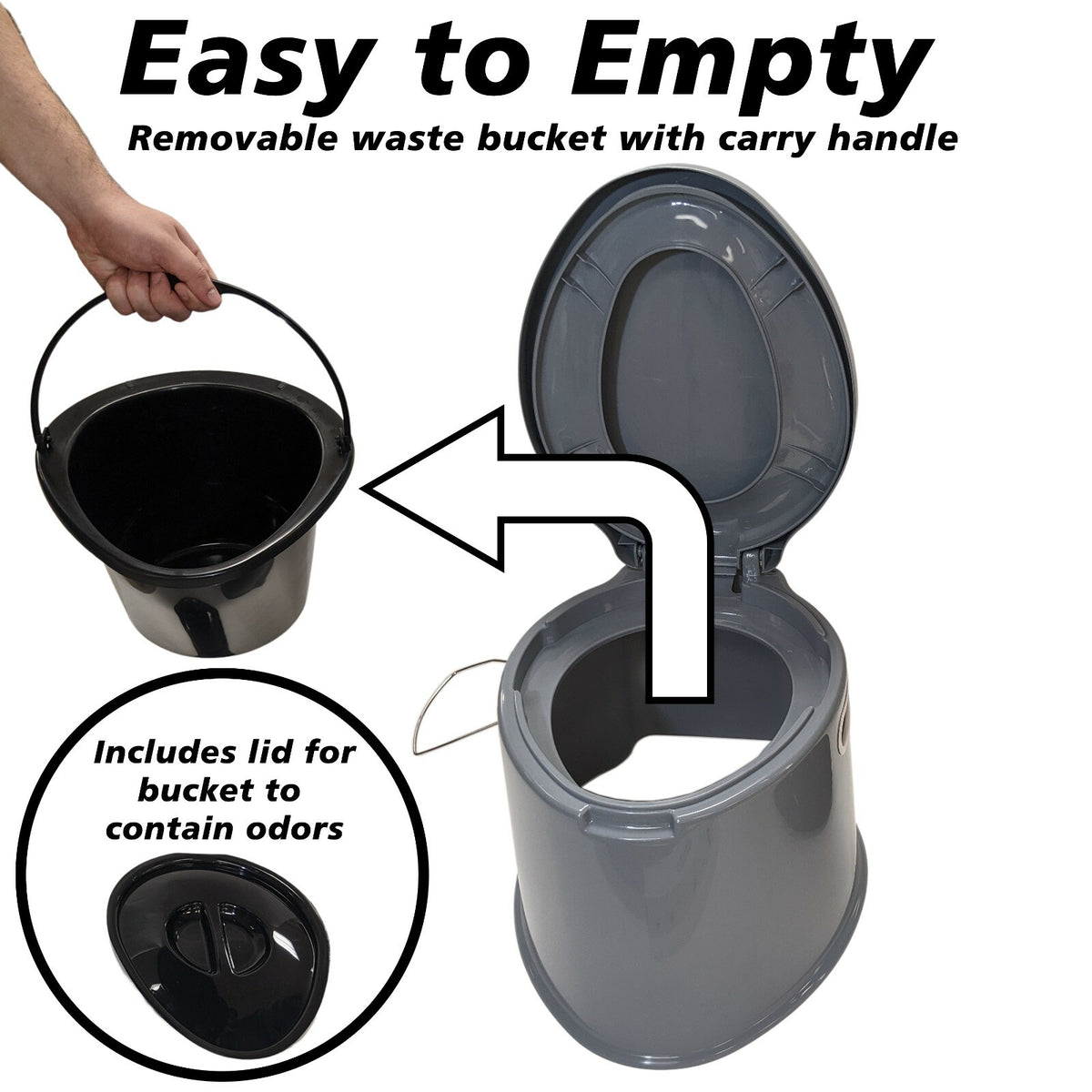 Portable Travel Toilet with Toilet Paper Holder and Removable Waste Bucket
