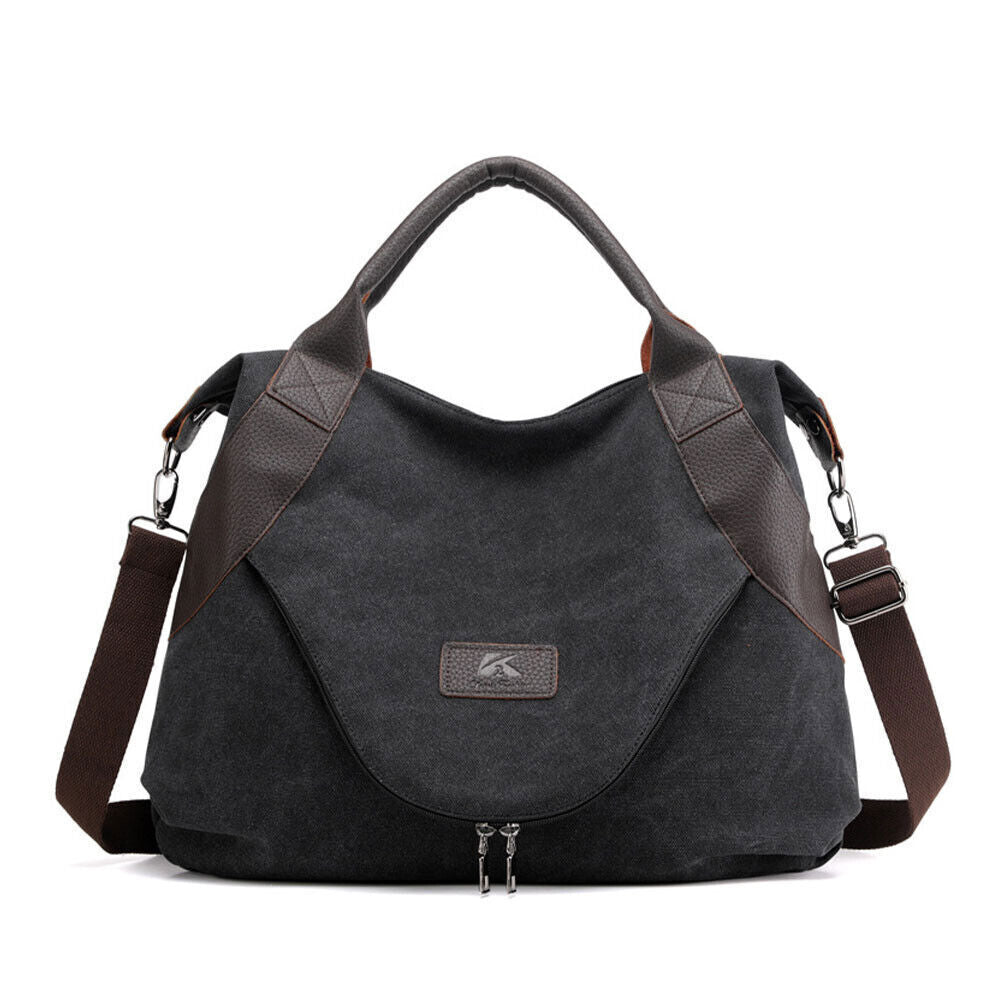 Ladies Canvas Tote Bag Multi Pockets Shoulder Bags Women Travel Detachable