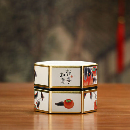 Chinese Vintage Floral Tea Tin Canister Jar Tinplate Tea Sealed Portable Tea Box