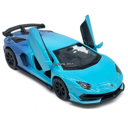 1/36 Lamborghini Aventador SVJ Model Car Diecast Toy Cars Metal Vehicle Blue