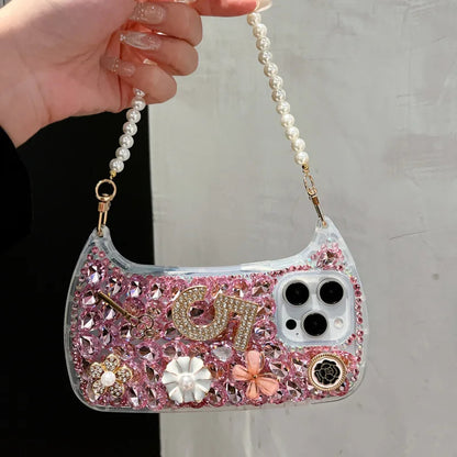 Diamonds Inlaid Flower Suitable for iPhone 17 ProMax/16/15/14 Mobile Phone Case
