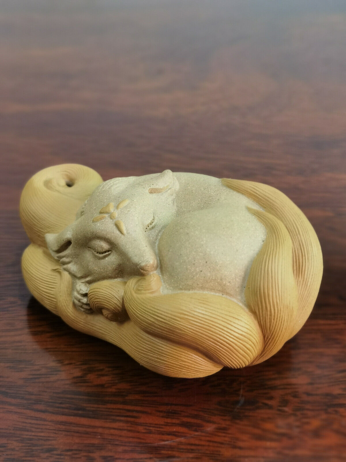 chinese yixing zisha tea pet fox decoration yellow DuanClay Nine-tailed fox