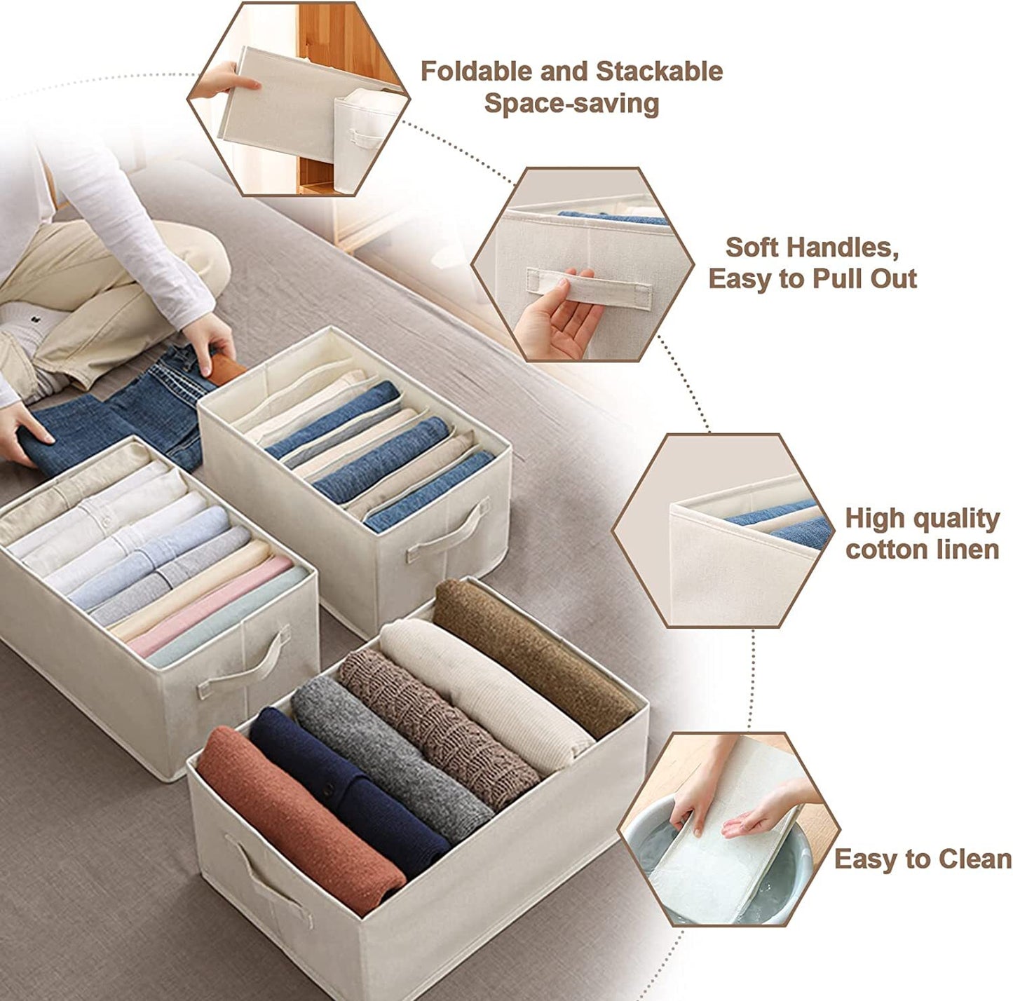 Wardrobe Clothes Organizer Jeans Compartment Storage Box Foldable Drawer AU HOT