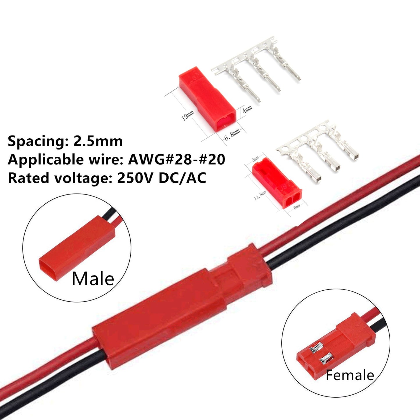 1 Box RC Car Boat Servo Plug Male Female Connector Crimp Pin Wire Accessories