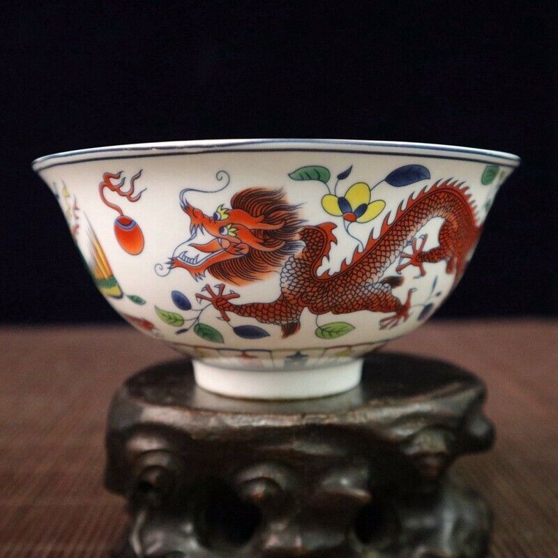 Collected Old Chinese Exquisite Porcelain Color Hand Painted Dragon Phoenix Bowl
